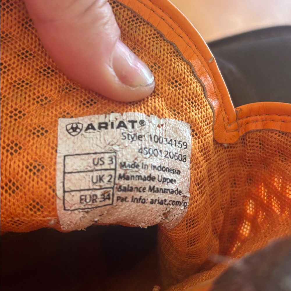 Ariat VenTEK (tm)Brown Orange Leather Western Cowboy Boots with Orange Lining - Picture 6 of 6